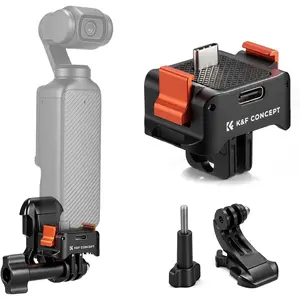 K&F CONCEPT PP61 Charging Adapter Base Compatible with DJI Osmo Pocket 4/3, Fast Charging Aluminum Alloy Quick Release Stand Compatible with Arca Action 1/4″ Screw