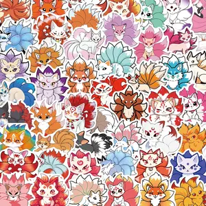50 Cute Cartoon Nine-Tailed Fox Stickers, PVC Adhesive Decorations for Phones, Notebooks, Wall Art, DIY Projects, Perfect for Gifts, Cellphone