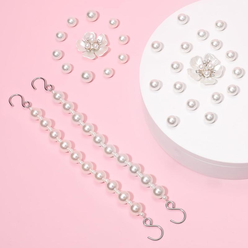 30Pcs/Set Cute Pearl Bling Shoe Charms,Flower Pearl Shoe Decoration Accessories for Women,DIY Own Style Sandal Chains Accessories,Christmas Party Gifts,Hand Tools Kits