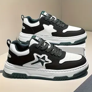 1 Pair Men's All-Season Sports Style Sneakers - Low-Cut Lace-Up Casual Shoes in Solid Colors, Microfiber Synthetic Upper, Fabric Inner Layer, Rubber Sole and EVA Membrane, Suitable for Hiking and Outdoor Activities