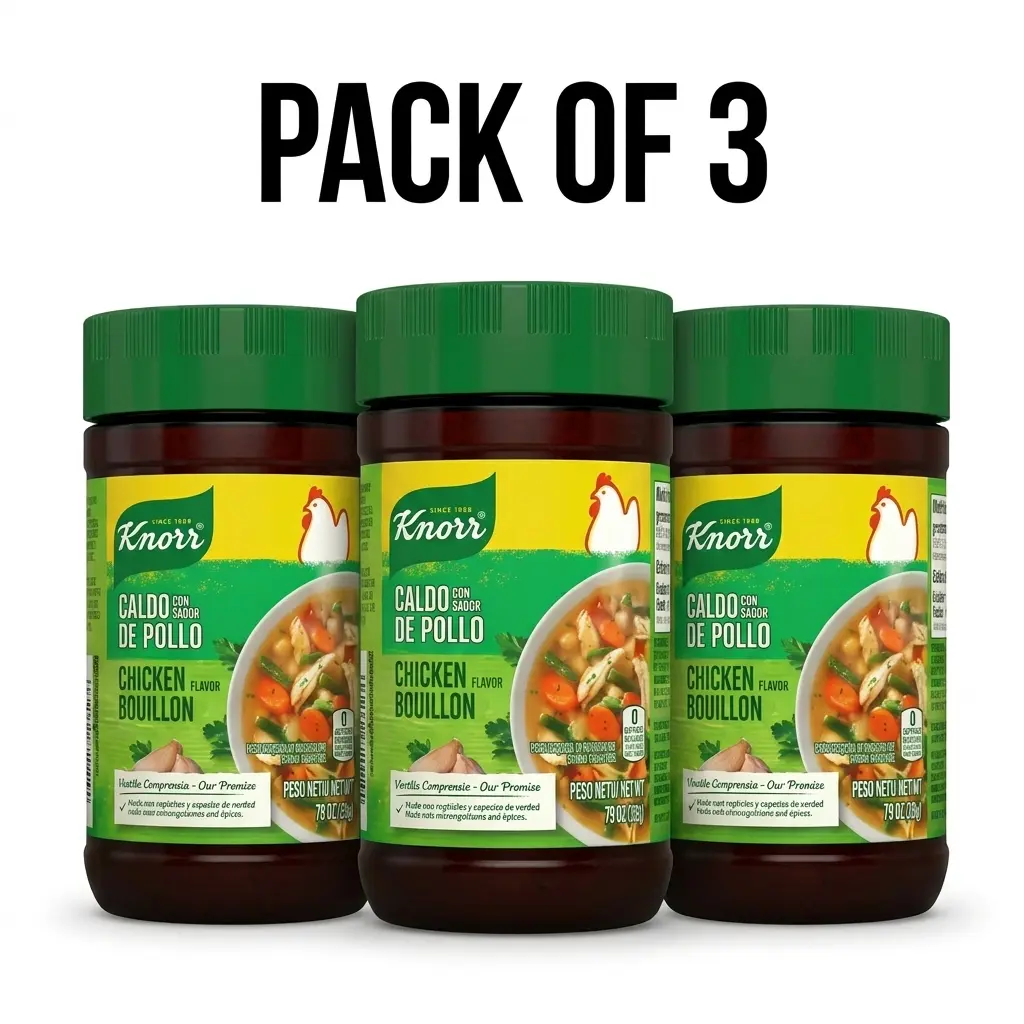 (3 PACK) Knorr Granulated Bouillon Chicken Flavor Powder – 7.9 oz Jars, Savory Seasoning for Soups, Rice, Sauces & Cooking