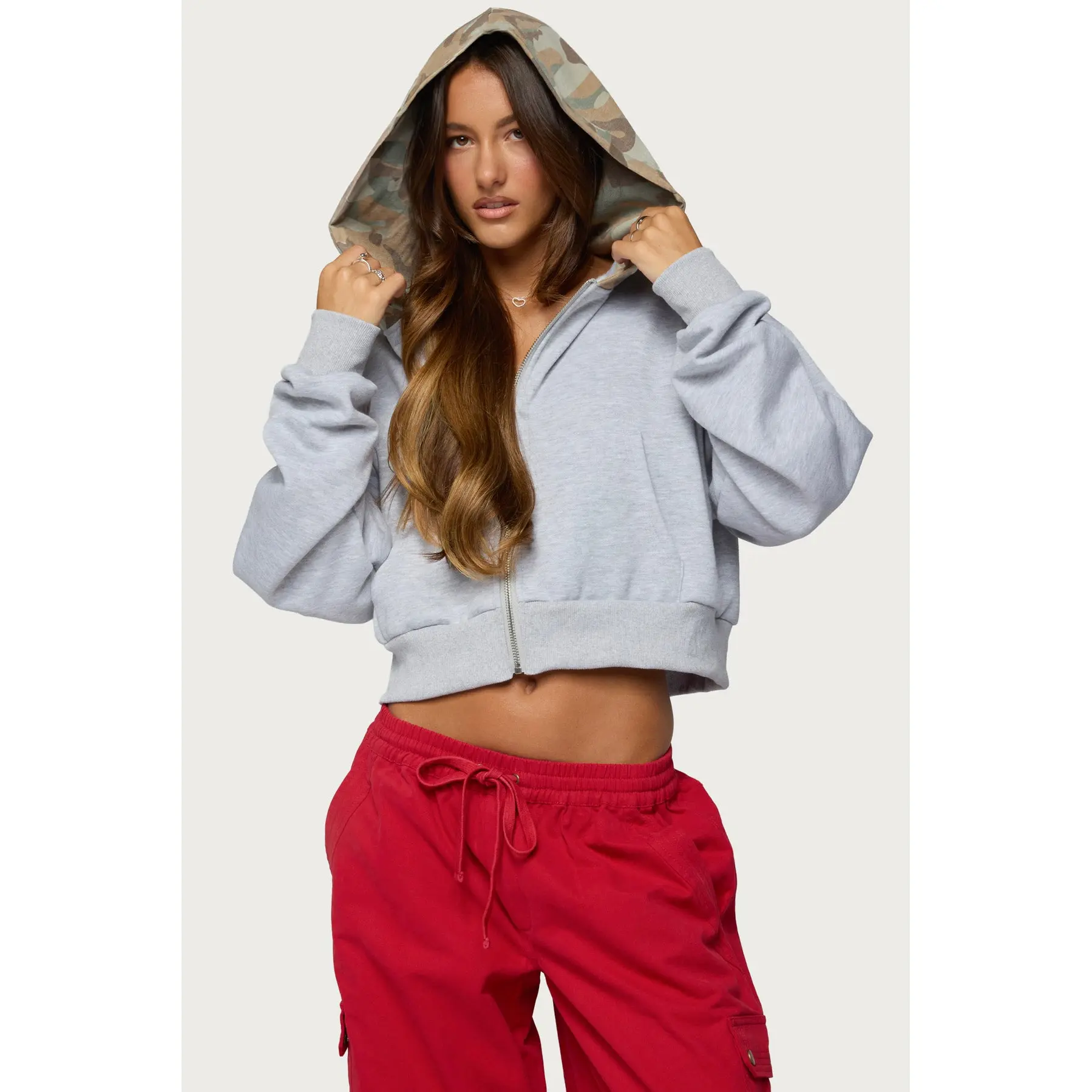 Graci Contrast Camo Zip Up Hoodie
