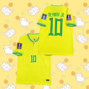 Brazil National Team 2022 Home World Cup Short Sleeve Retro Jersey – Neymar Jr #10