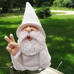 Aimery Funny Garden Gnomes Outdoor Statues, 5.9 Inch Creative Smoking Dwarf Resin Sculpture Decoration for Home Indoor or Lawn Patio Outside Yard Decor Housewarming Easter Christmas Garden Gift