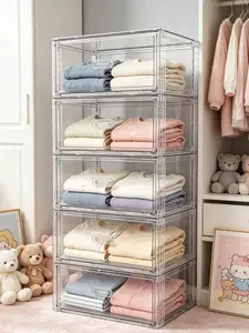 【Wardrobe Organizer】Vtopmart 2-5 Pack Large Clear Stackable Storage Drawers 23QT, Easily Assemble Closet/Styling Tools Storage Bins, Dust-Proof UnderBed Organizer for Hot Tools, Clothing, Bedroom, Entryway, Playroom & Apartment Organization