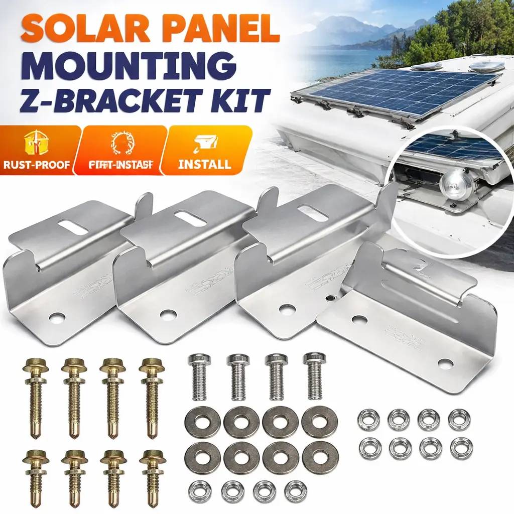 4-Pack Solar Panel Mounting Z Brackets – Corrosion-Free Aluminum Brackets for RV, Trailer, Boat, and Off-Grid Roof Installations – Lightweight Heavy-Duty Solar Mounting Hardware