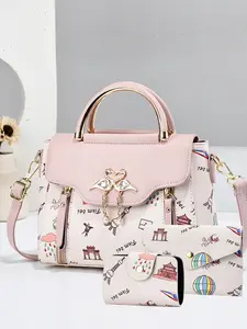Lightweight Printed Crossbody Bag Set, Handbag with Flip Closure, Ideal for Students and Travelers, Three-Piece Storage Combo