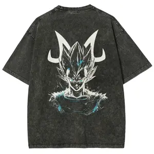 Dragon Ball DBZ Vegeta Anime Washed Graphic Tees Funny Japanese Cartoon Distressed Shirt 90s Vintage Streetwear Unisex Summer Gift 100% Cotton Super Soft Pre-Shrunk - Fabric Cotton Fabric Menswear T-Shirt Top Dress Oversize Man Tshirt