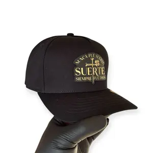 Nunca Fue Suerte Unisex 5-Panel Cotton Snapback Baseball Cap, Black Adjustable-Fit Hat with Red Under Visor, Ideal for Daily & Outdoor Occasions