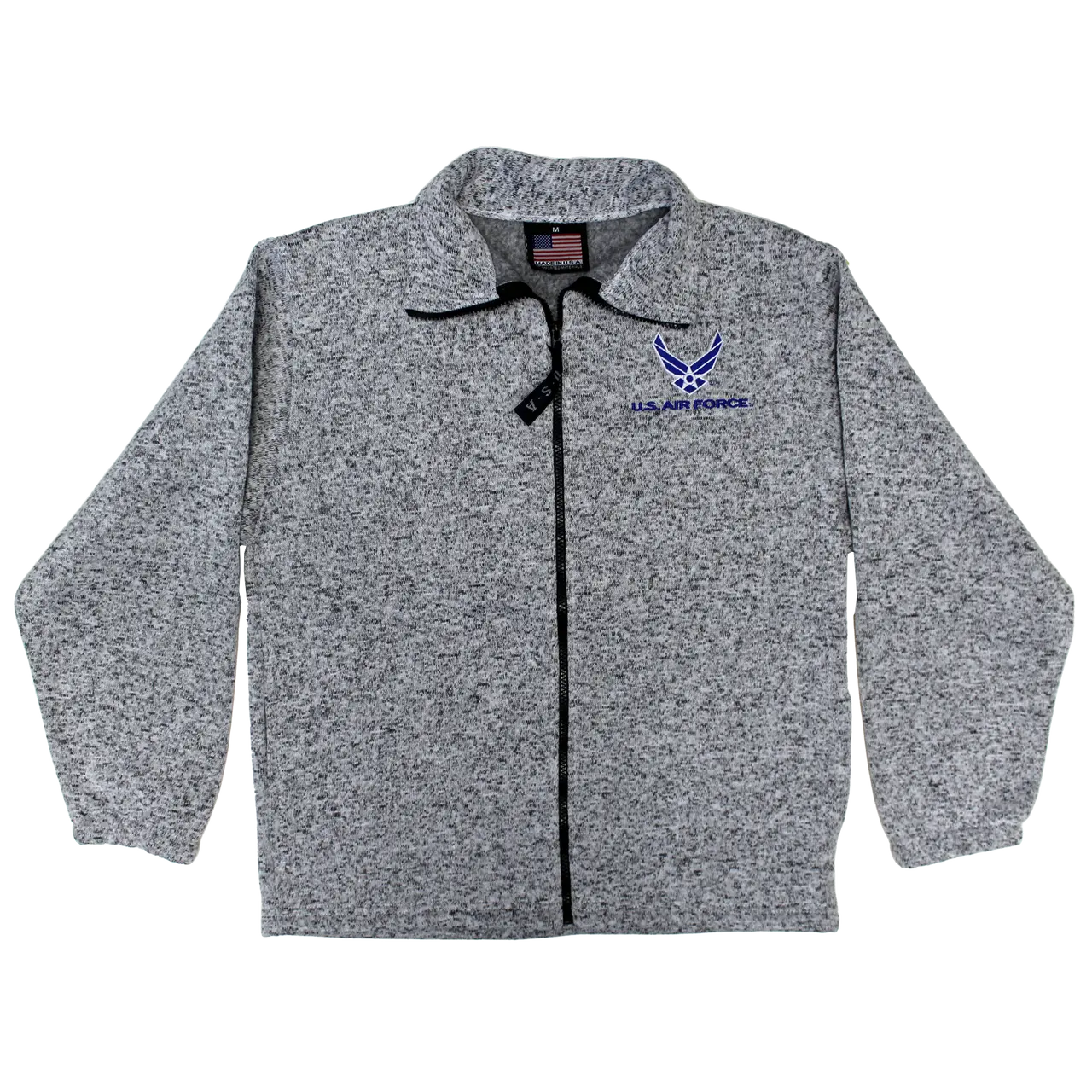 Made in the USA: US Air Force Heathered Tweed Fleece Zip-Up Jacket Menswear Stylish