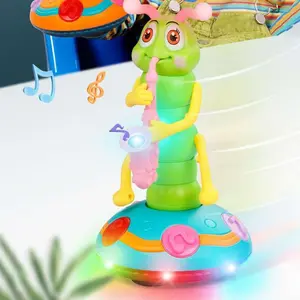Electric Caterpillar Saxophone Musical Toy - Vibrant LED Lights, Vibrant Display, Unisex PVC Free, Suitable for Ages 3-4 Years