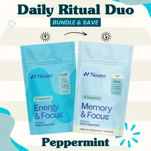Daily Ritual Duo - 0mg & 40mg Caffeine Gum - Peppermint (2-Bulk Pouches) Daily Ritual Duo - 0mg & 40mg Caffeine Gum - Peppermint (2-Bulk Pouches)