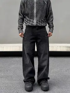 Men's Washed Denim Jeans, Plain Simple Fashion Trend Straight Leg Loose Fit Long Pants, Casual Streetwear Style for Daily Wear