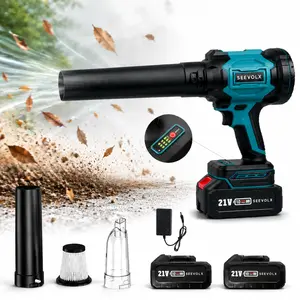 SEEVOLX Cordless 2-in-1 Portable Blower & Vacuum Kit, Digital Display, Adjustable Speed, 2 Rechargeable Batteries, Blow/Suction Nozzles with Filter, Adapter - Ideal for Car, Home, Portable Blower Blowers