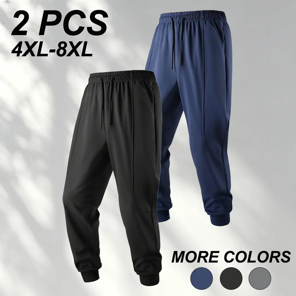 Super plus-size men’s casual jogger pants, solid color versatile sweatpants with an adjustable drawstring waistband, comfortable, breathable, and not tight—ideal for daily commuting, casual workouts, and going out (Sizes: 4XL to 8XL).