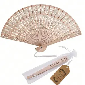 20-Piece Wooden Handheld Folding Fans Set with Sheer Bags, Portable Folding Fan, Vintage Chinese Fans for Weddings, Elegant Gifts for Home Decoration