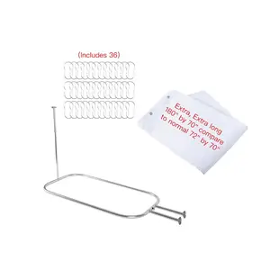 Utopia Alley  Rustproof Wall Mounted Aluminum Hoop Shower Rod With Ceiling Support for Clawfoot Tub, 45.7 Inch Size by 22 Inch, Polished Chrome + White Shower Curtain 180x70 inch