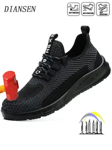 Steel Toe Shoes for Men Work Anti-Punctur Anti-smash Slip Resistant Safety Industrial Protective Men’s Work Shoes for Construction Comfortable Lightweight Warehouse Factory Industrial Work Footwear