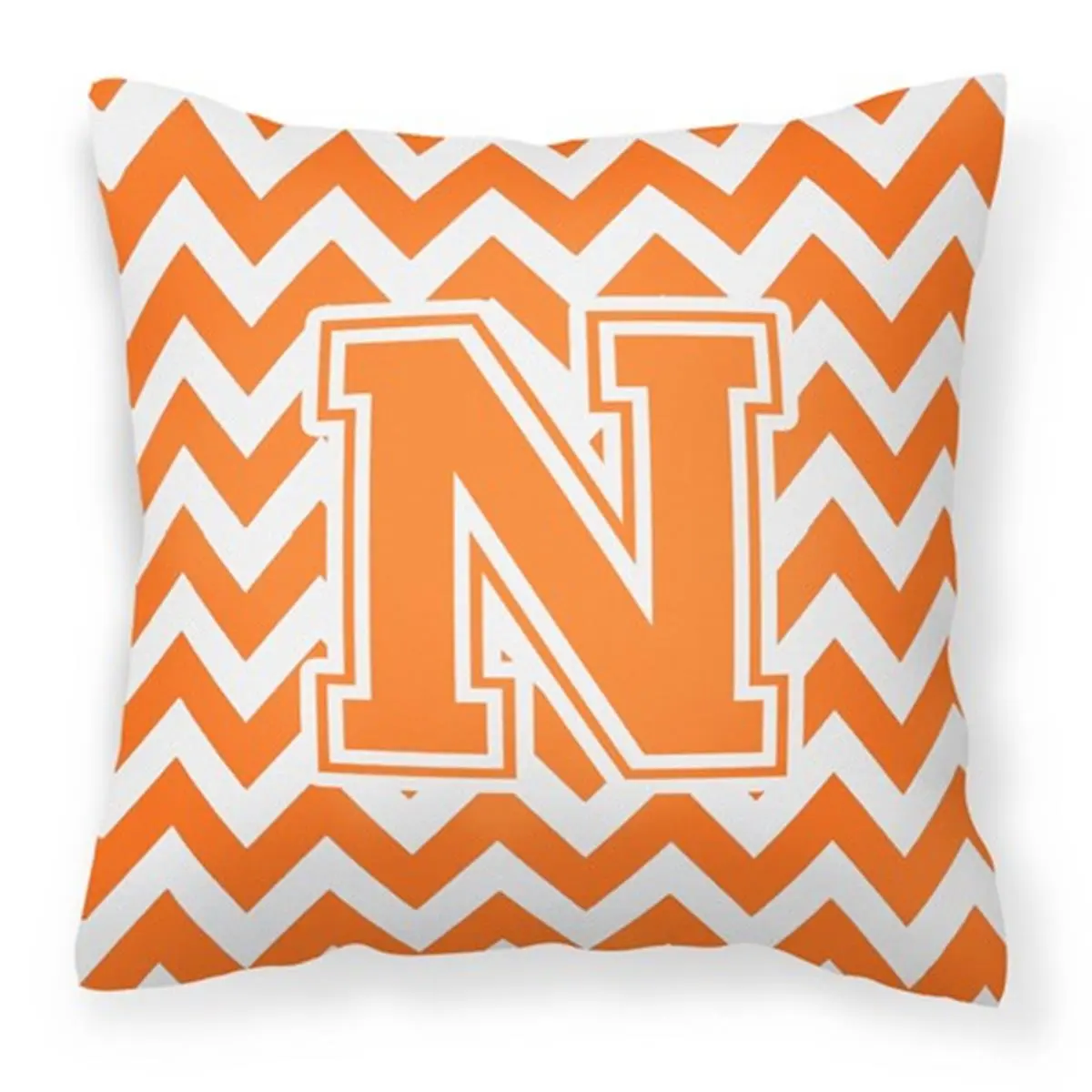Carolines Treasures Non-Customised Letter N Chevron Orange & White 100% Polyester Fade-Resistant Home Decorative Cushion for Sofas
