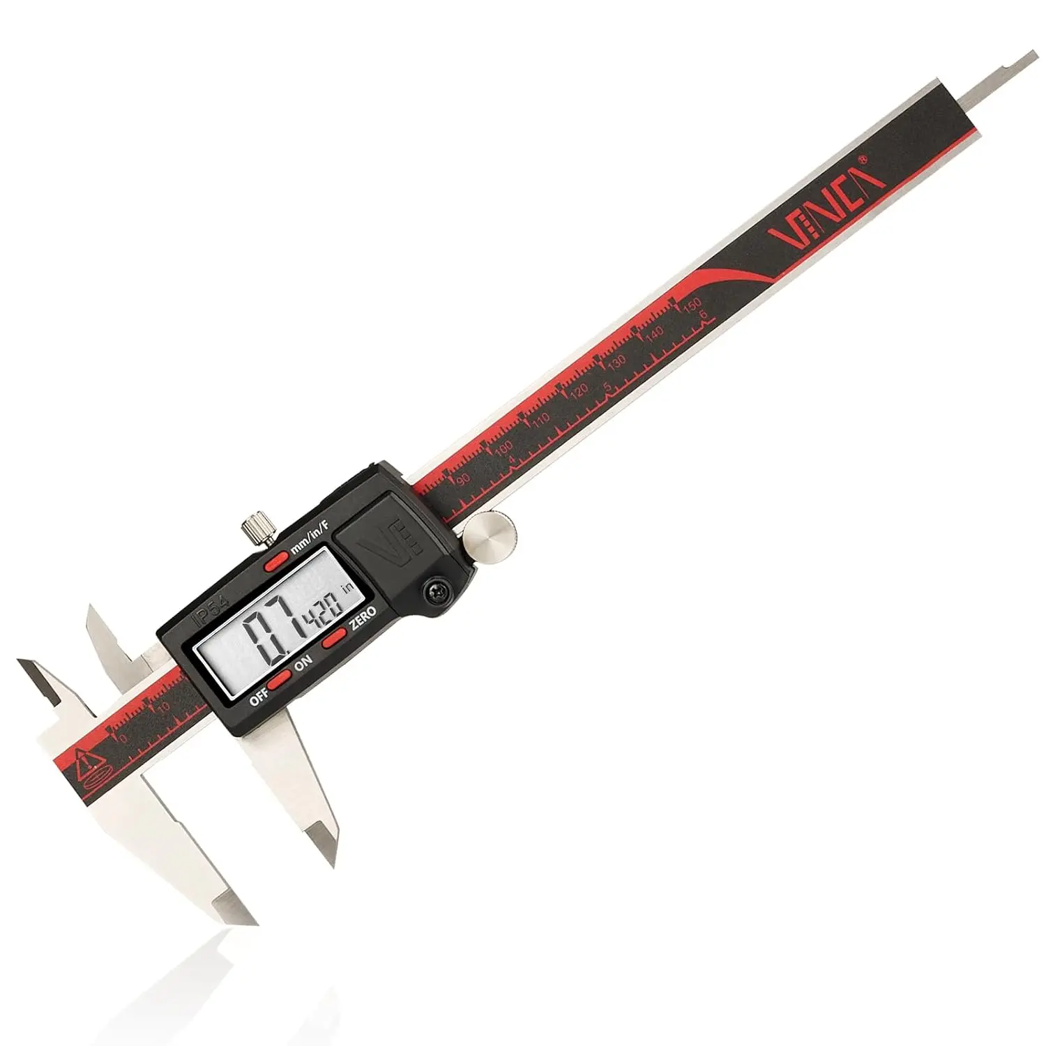 IP54 Caliper, DCLA-0605 6 Inch/150mm, Inch/Millimeter/Fraction Conversion, Stainless, Large LCD Screen