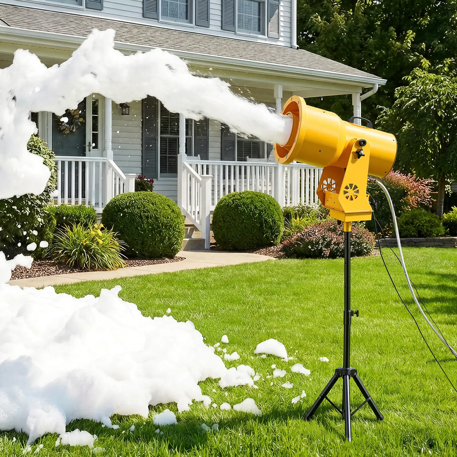 VEVOR Foam Machine, Auto Oscillation Foam Cannon Party Machine, Bubble Cannon with Fan, 3-Color LED Lights & Triangular Structure, Dense Foams Maker for Gatherings, Backyard, Celebrations & Party#BacktoSchool