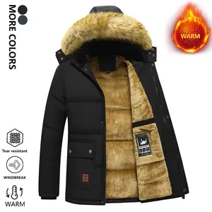 Men's fleece-lined warm jacket, men's fleece-lined hooded jacket, men's solid color zipper hooded winter coat with pockets, warm windproof jacket, casual fall/winter coat, suitable for autumn and winter, outdoor activity men's coat, suitable for everyday