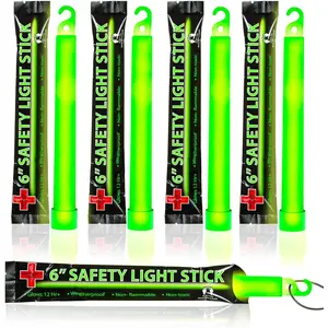 25 Ultra Bright Green 6 Inch Glow Sticks Individual Packed With Lanyard 12 Hour Duration Chem Light Sticks for Camping Emergency Survival Blackouts Hurricane and Storms