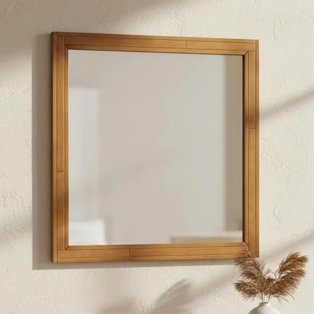 30X30" Modern Wood Square Flat Mirror for Elegant Home Decor and Stylish Vanity Use - Modern Wood Design for Versatile Use