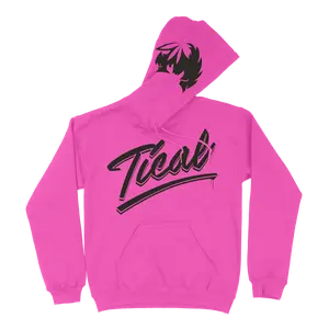 TICAL Hand Lettered Pullover Hoodie Hot Pink