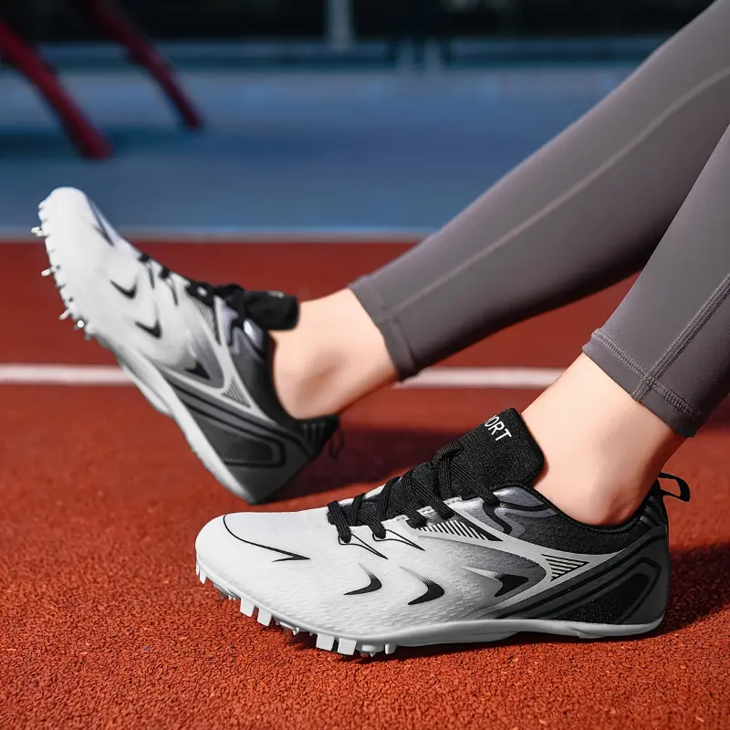 Unisex Spiked Track Sneakers for Runners, Breathable PU and Mesh Lace-Up Sporty Running Shoes for Field Training, Running Walking Sneakers, Shoe For Runners, Shoes Outdoor