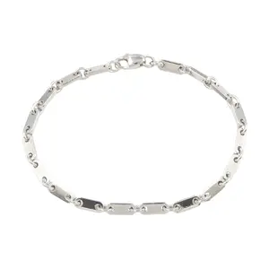 Pre-owned Cartier 18K White Gold (Au750) Small Leather Goods Figaro Au750 Bracelet Size 17
