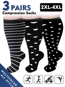 Plus Size Compression Socks for Men & Women, 20-30mmhg Wide Calf Booster Socks for Circulation, Running, Nurses, Pregnant Women
