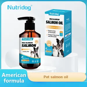 Nutridog Wild Alaskan Salmon Oil with EPA & DHA, Omega-3 Fish Oil for Dogs & Cats, Healthy Skin & Coat