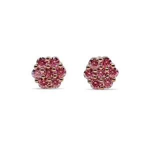 12 MM Luxurious Pink Cluster Earrings VVS1 Lab Stones