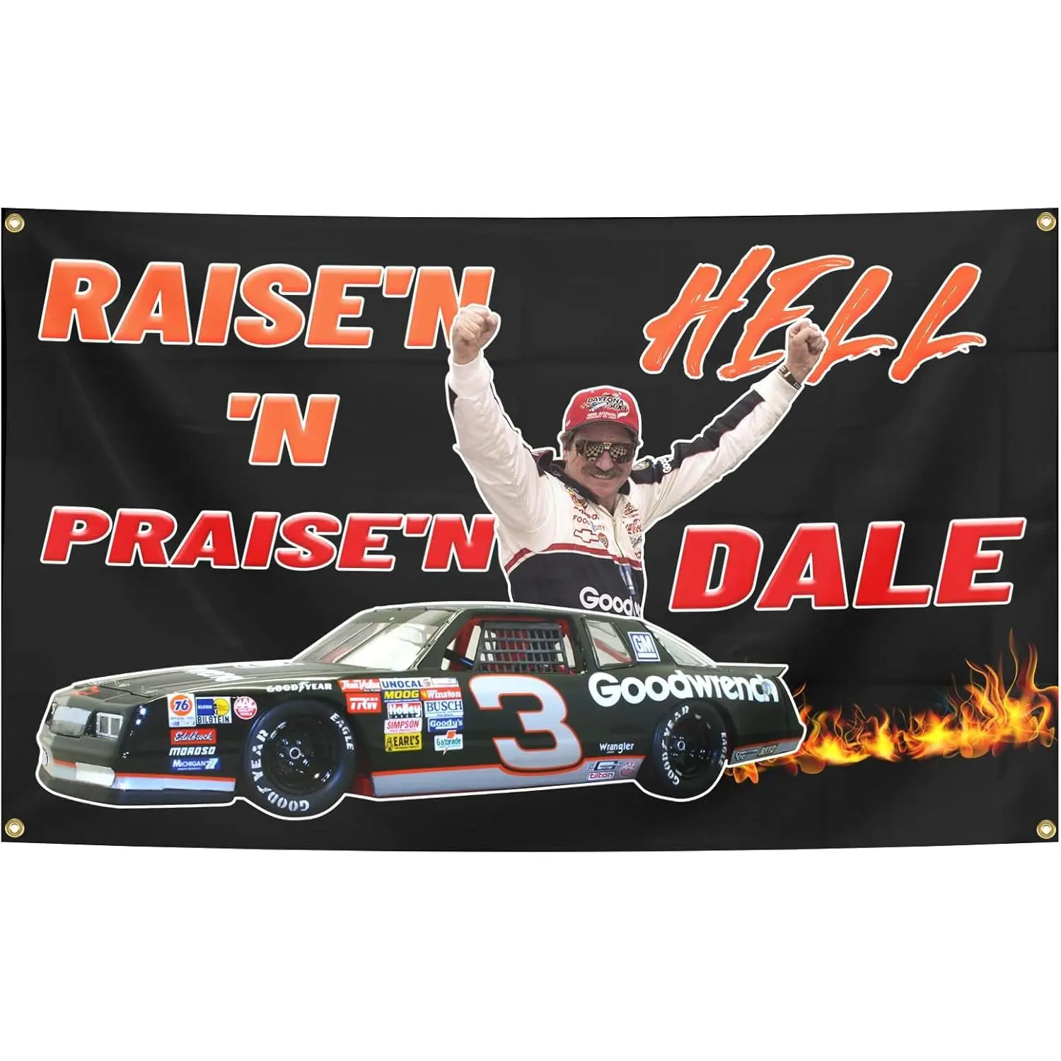 Dale Earnhardt Racing Flag Tapestry with Grommets, 60in x 40in Durable Aesthetic Room Decor, Flags for Room Suitable for Indoors & Man Cave