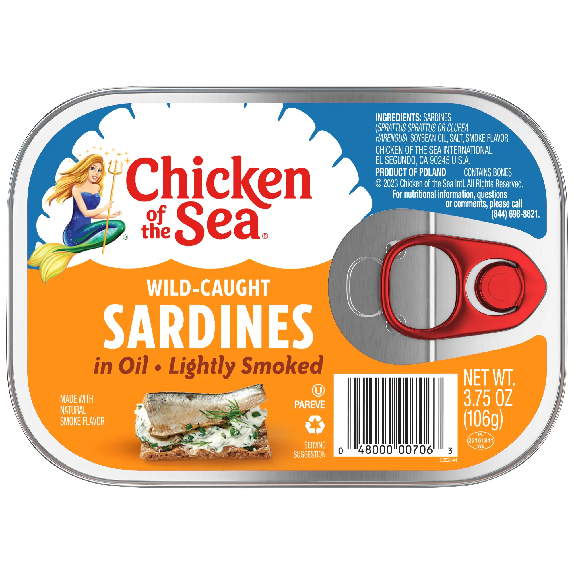 Chicken of the Sea Lightly Smoked Sardines in Oil, 3.75 oz. Cans (Pack of 3), Wild Caught Canned Sardines Chicken of the Sea Lightly Smoked Sardines in Oil, 3.75 oz. Cans (Pack of 3), Wild Caught Canned Sardines