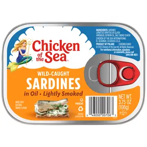 Chicken of the Sea Lightly Smoked Sardines in Oil, 3.75 oz. Cans (Pack of 3), Wild Caught Canned Sardines
