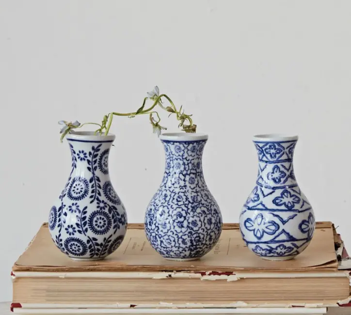 Blue & White Stoneware Vase