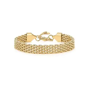 Waterproof Chunky Chain Bracelet for Women - 14K Gold Plated Trendy Adjustable Chain Bracelet - Lightweight Stainless Steel Jewelry