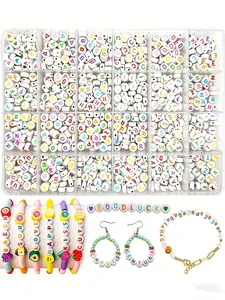 24-Piece Acrylic Letter Beads Set, 1480pcs 4x7mm Round A-Z Beads, DIY Jewelry Making, Party Decor, Keychains, Necklaces, Crafts, Letter Charm