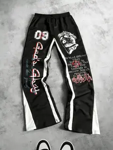 Unisex '09 Glory' Graphic Sweatpants, Artistic Portrait + Font Slogan, Side Stripes, Elastic Waist with Drawstring, Street Style, Athleisure Style Bottoms