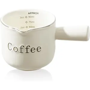 Espresso Cups Ceramic with Handle, Measuring Cup with Dual Scale, Espresso Shot Glass with V-Shaped Mouth, 3 OZ Espresso Accessories Kitchen Utensils