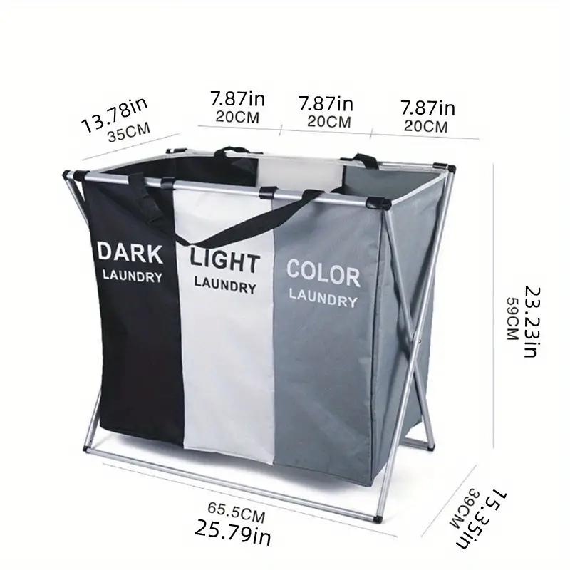 1 Piece Large Laundry Hamper, 3 Tier Laundry Basket, Foldable Dirty Clothes Organizer, Laundry Sorter with Handle, Waterproof, Portable, Freestanding Laundry Hamper for Bedroom
