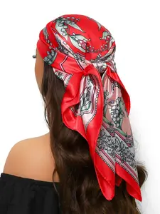 Women's Luxury Scarf 90x90cm, All-Season Head Wrap New Design 35.4 Inch Fashion Print Silk Shawl, Travel Outdoor Wear, Casual Soft Shawl