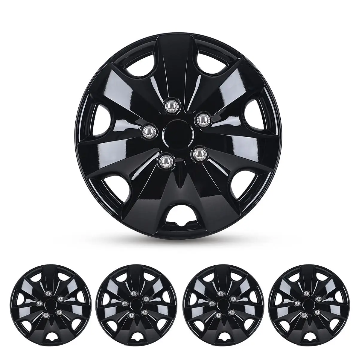 WOLFSTORM Set of 4 15-Inch Universal Hubcaps, Durable PP Material, Easy Installation, Enhance Your Wheels, for Steel Wheel Rims