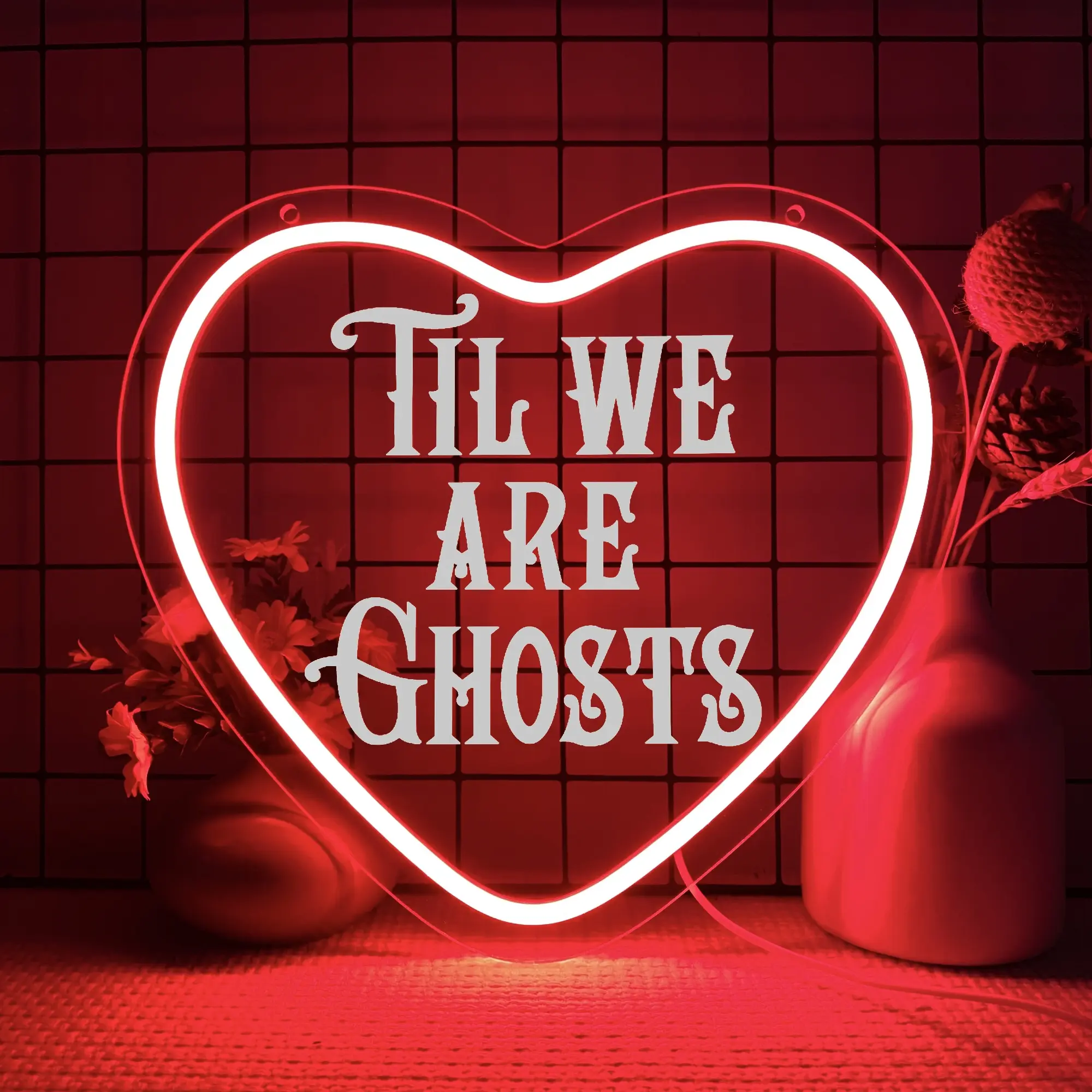 Heart Shaped LED Wall Hanging Neon Light, LED Ambient Lighting, Ghost Series Light, Led Wall Decor, Confession Glowing Text Neon Light Birthday, Wedding Anniversary Gift, USB Powered for Bedroom, Bar, Party, Led Neon Sign, Neon Accent Lights