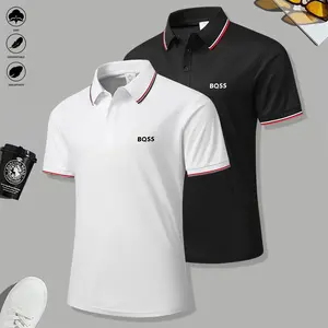 2 men's short-sleeved polo shirts with contrasting stripes make ideal work clothes for casual everyday wear and a great gift option for men's formal shirts.