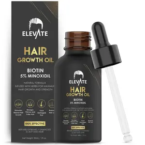 ELEVATE Hair Growth Oil Biotin Plus 5% Minoxidil for Women & Men - Gentle Safe & Effective Formula for Haircare Loss Prevention & Healthy Comfort