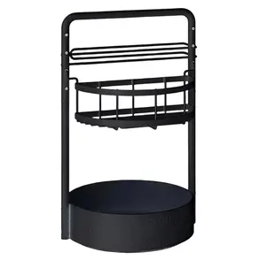 2-in-1 Rotating Kitchen Organizer, Wall-Mounted Spice and Paper Towel Holder for Cabinets/Countertops rack