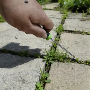 Multifunctional Weed Hook Garden Tool, Pathway Seam Weeding Moss Removal, Comfortable Handle Durable Metal Weed Hook